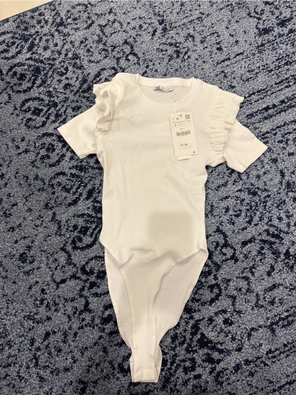 Zara White Ribbed bodysuit